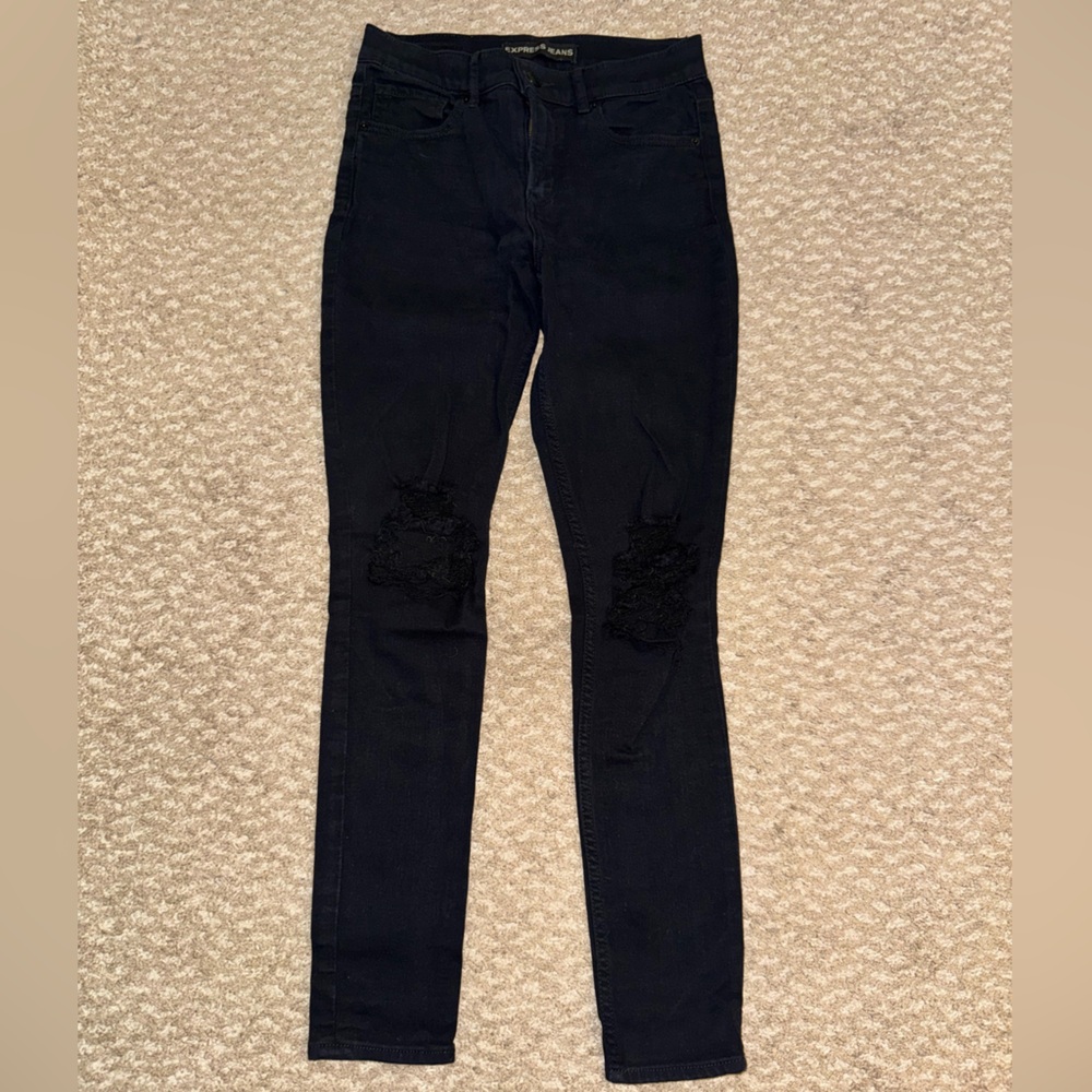 Express High-Rise Jeggings with Distressed Knees